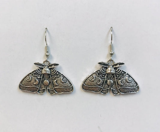 Silver Luna Moth Earrings