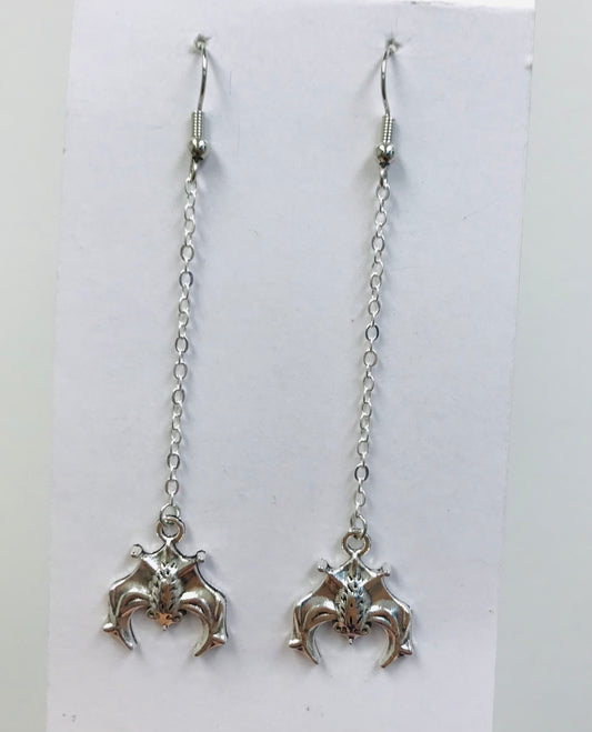 bat chain long earrings