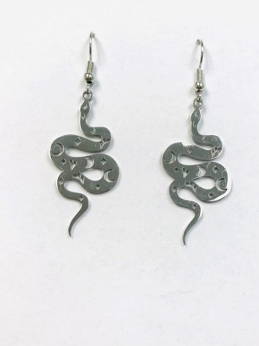 Moon Phase Snake Earrings Gothic