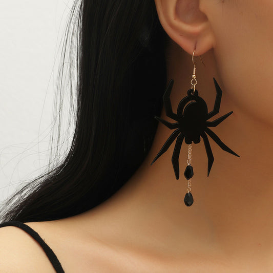 2 Black Spider Earrings Halloween