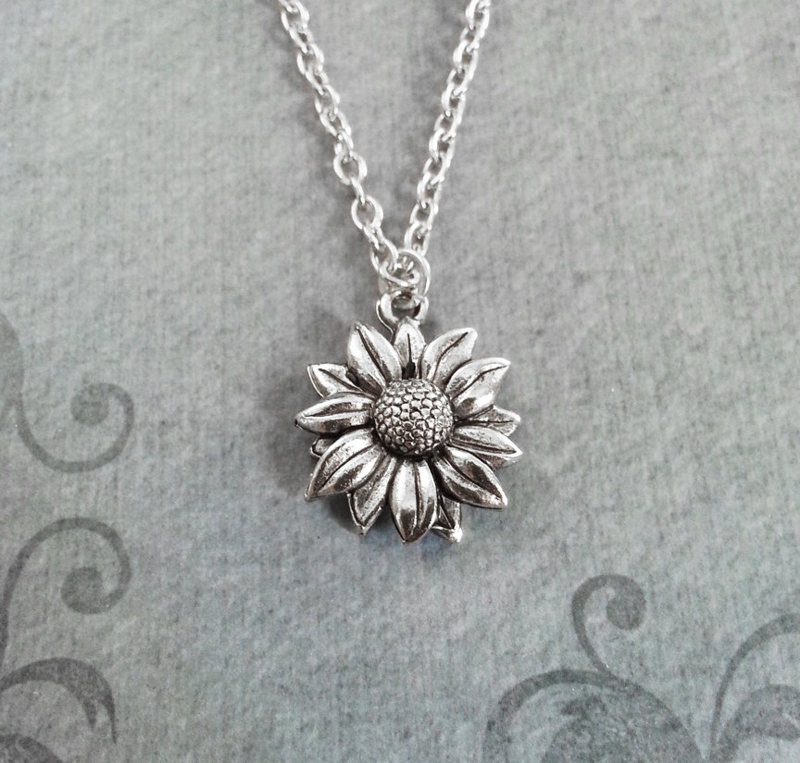 sunflower necklace, bridesmaid gift
