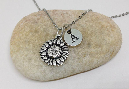 sunflower girl necklace personalized gift