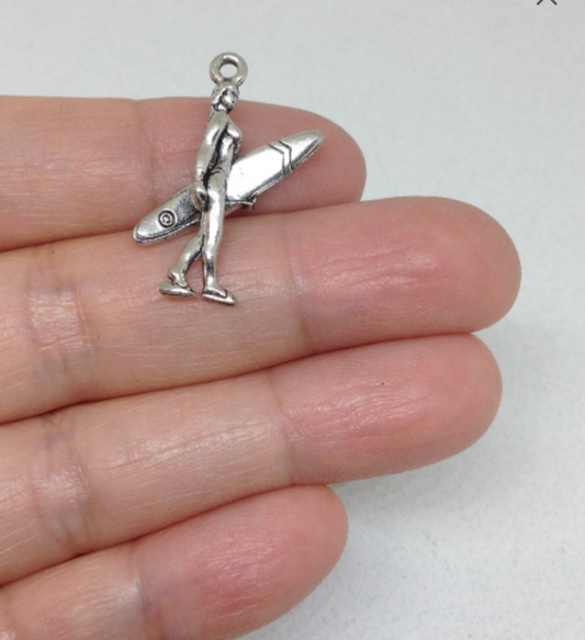 5 Surfer Charms, Wholesale silver Charms