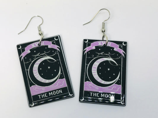 Tarot Card The Moon Acrylic Earrings