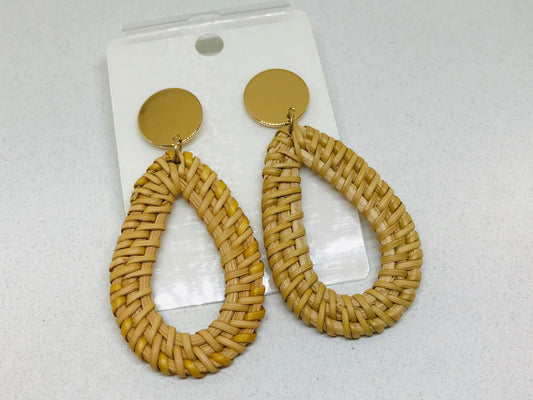 Tear drop rattan weave earrings wholesale