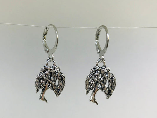 Willow Tree Earrings, Huggie earrings