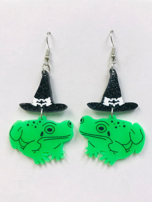 2 Acrylic Witchy Frog Earrings