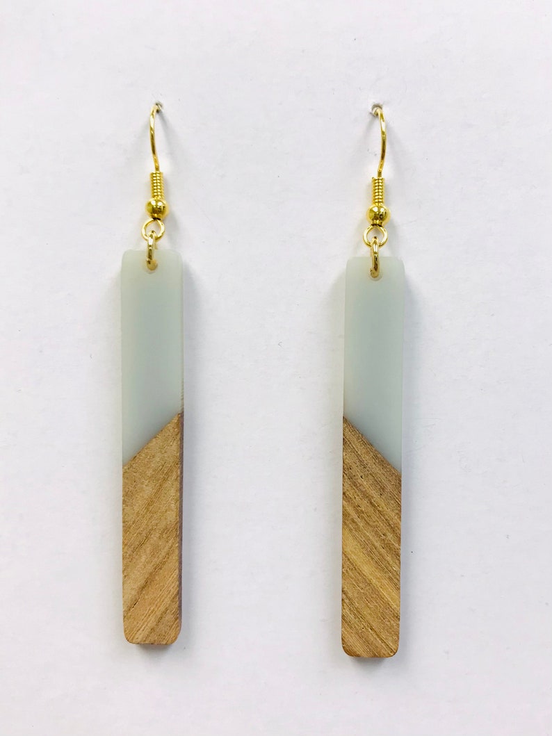Resin Wood Long Bar Earrings Wholesale