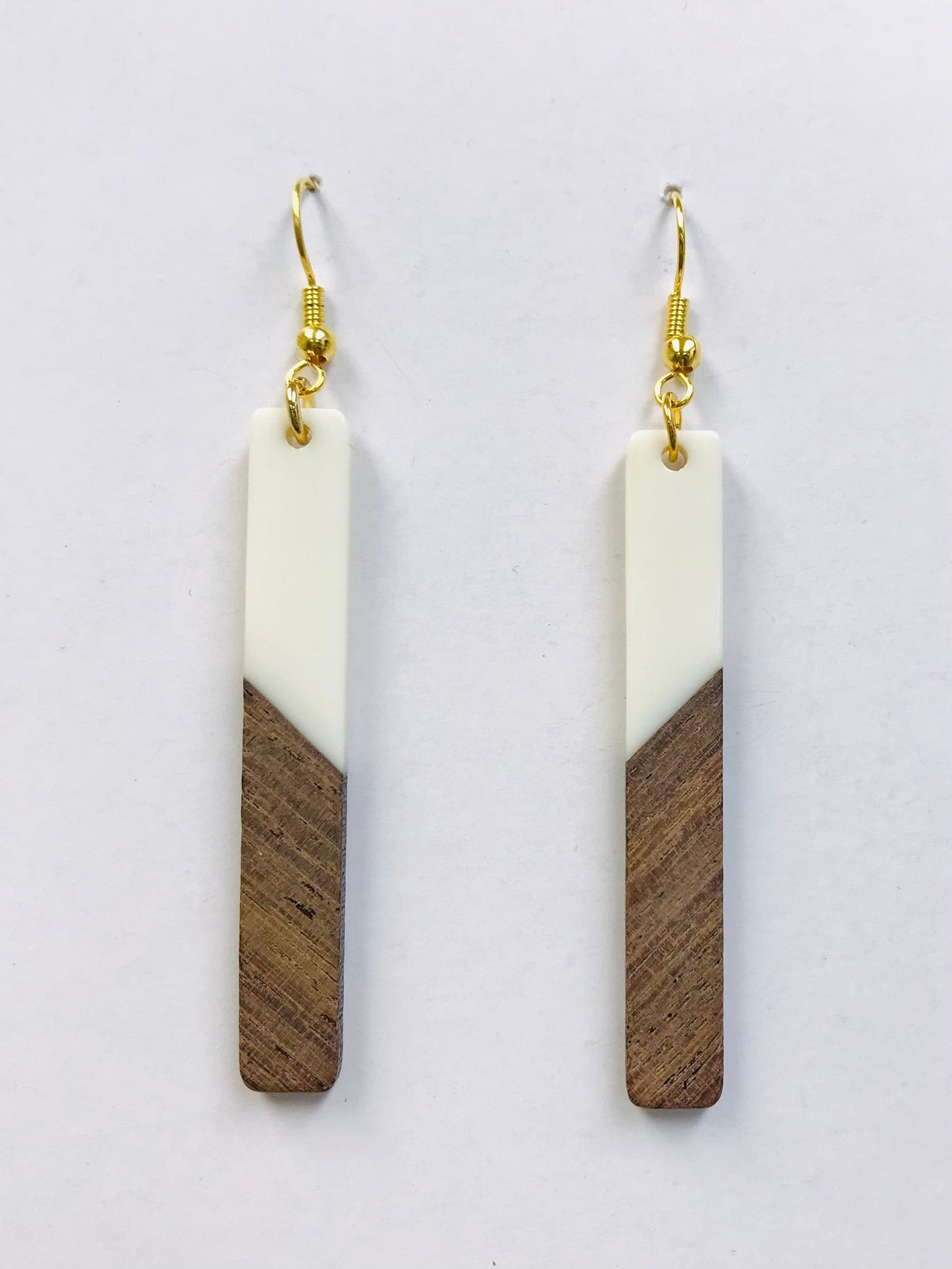 Resin Wood Long Bar Earrings Wholesale