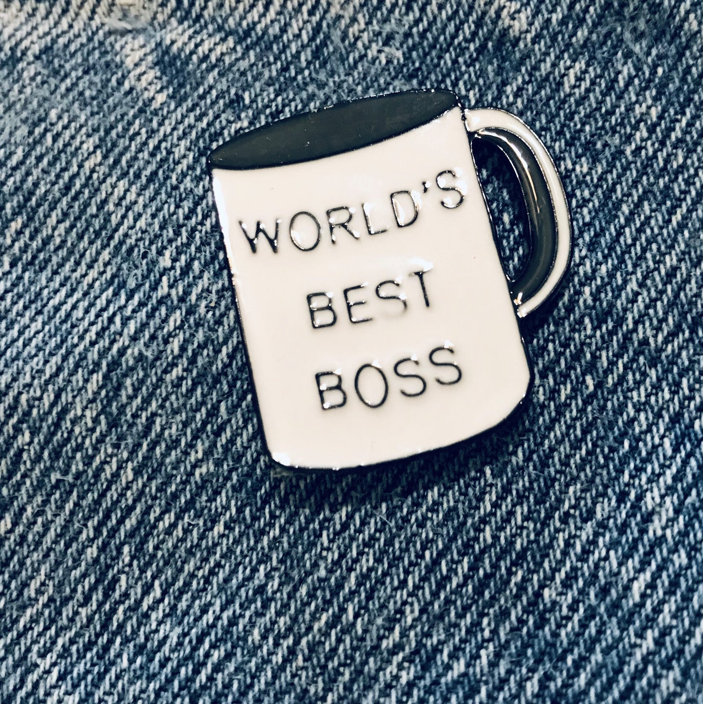 Word Best Boss Coffee Cup Humor enamel pin