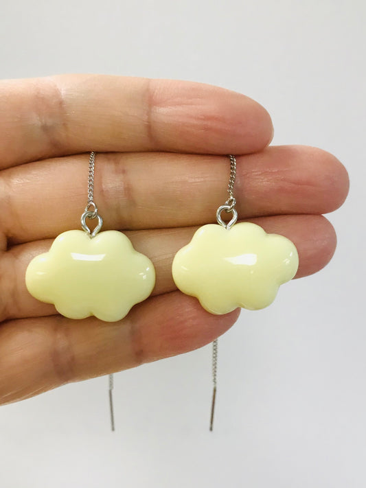 Yellow Clouds Silver Dangle Earrings