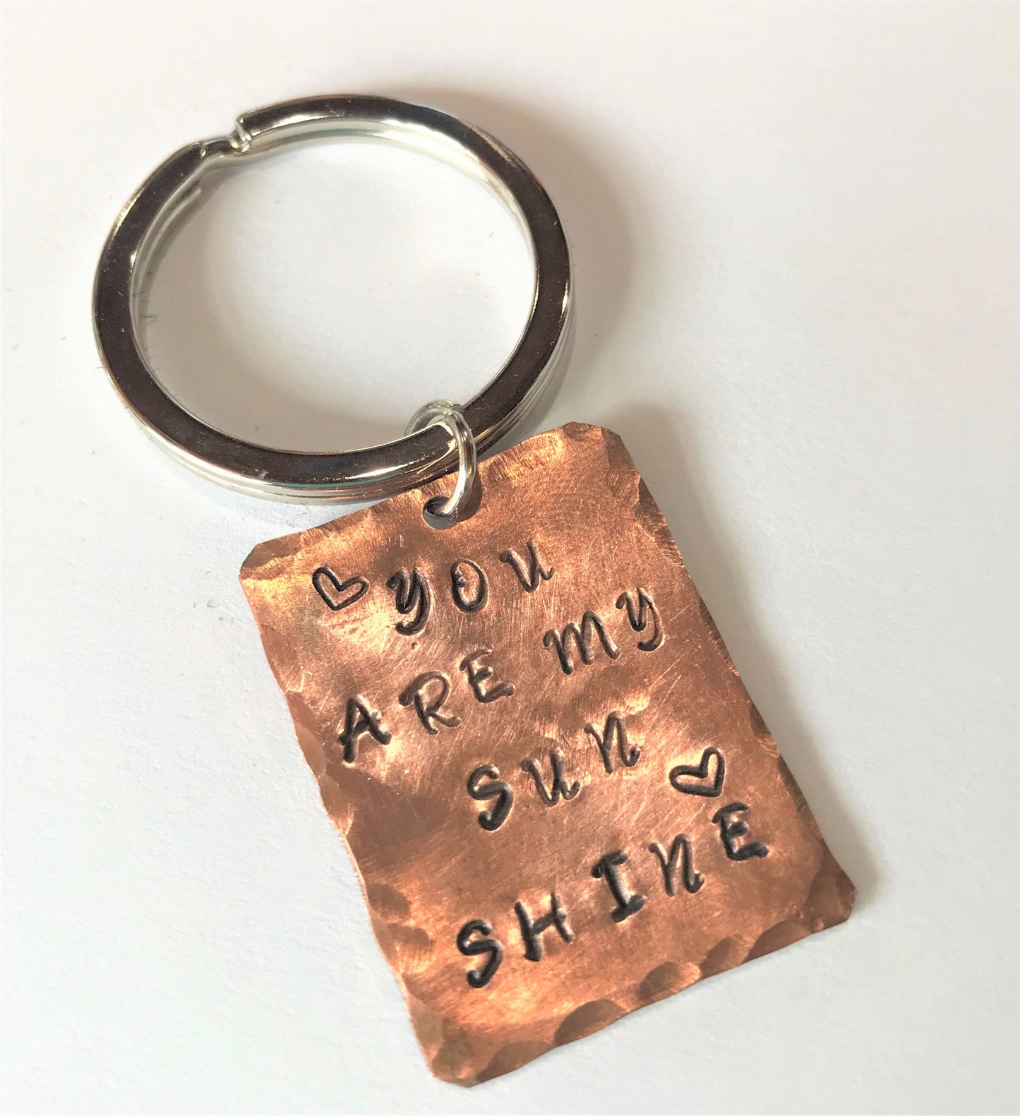 You Are My Sunshine Key Chain, Hand Stamped, Couple BBF gifts